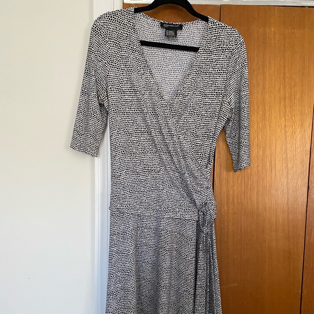 Jones New York Drop Waist Wrap Style Matte Jersey Dress